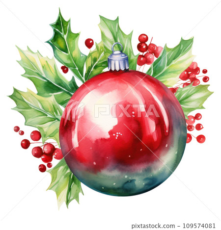 watercolor christmas decoration element isolated watercolor christmas decoration element isolated 109574081
