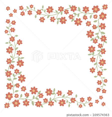 Ornamental frame of branch with flowers Ornamental frame of branch with flowers 109574363