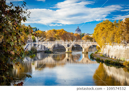 Scenic view of bridge Ponte Sisto in Rome Italy 109574532