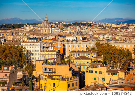 Gorgeous aerial view of the city center in Rome at sunny sunset Gorgeous aerial view of the city center in Rome at sunny sunset 109574542