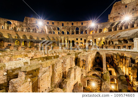 Amazing colosseum stadium interior illuminated at night 109574603