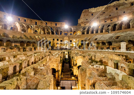 Amazing colosseum stadium interior illuminated at night 109574604