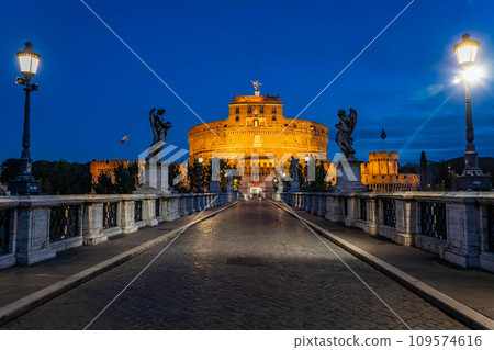 The Mausoleum of Hadrian, also known as Castel Sant'Angelo at night 109574616