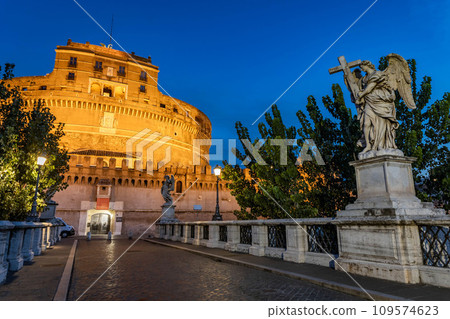 The Mausoleum of Hadrian, also known as Castel Sant'Angelo at night The Mausoleum of Hadrian, also known as Castel Sant'Angelo at night 109574623