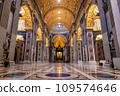 St. Peter's Basilica interior hall and altar in Vatican, Italy 109574646