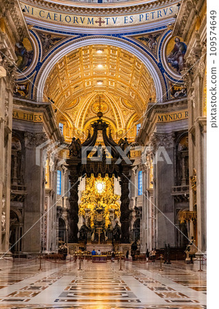 St. Peter's Basilica interior hall and altar in Vatican, Italy 109574649