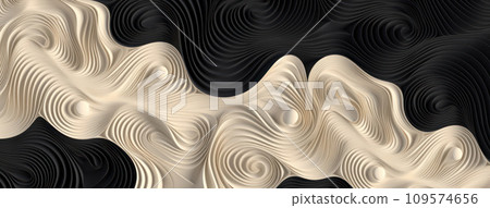 AI-generated content. 3D Abstract Design Background with Wavy and Spiral Curves, Generative AI 109574656
