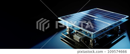 Solar electrical panels, modern technology, black dark background isolate. Renewable energy. 109574666