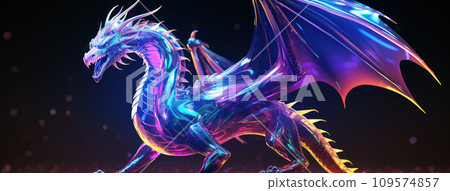 AI-generated content. Neon Irisdent Dragon as a Symbol of 2024 , Generative AI AI-generated content. Neon Irisdent Dragon as a Symbol of 2024 , Generative AI 109574857