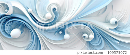 AI-generated content. 3D Abstract Design Background with Wavy and Spiral Curves, Generative AI 109575072