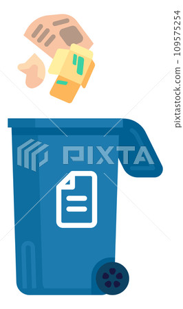 Garbage service. Rubbish sorting. Waste recycle. Dustbin for paper pollution. Cardboard disposal. Recyclable carton. Environment conservation. Isolated container. Vector eco dumpster Garbage service. Rubbish sorting. Waste recycle. Dustbin for paper pollution. Cardboard disposal. Recyclable carton. Environment conservation. Isolated container. Vector eco dumpster 109575254