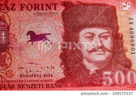 Macro shot of 500 Hungarian forint bill Macro shot of 500 Hungarian forint bill 109575537