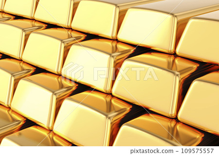 Background from gold ingots, golden bars. 3D rendering Background from gold ingots, golden bars. 3D rendering 109575557