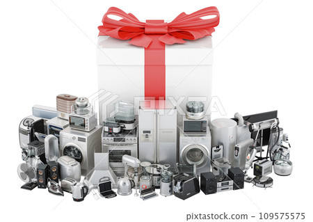 Kitchen and household appliances with gift box. 3D rendering 109575575