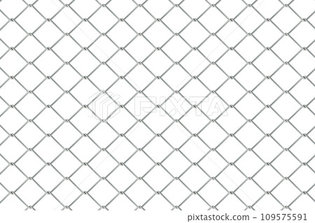 Wired fence pattern, metal grid on white background, 3D rendering 109575591