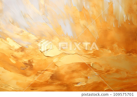 Painting using gold and white as the main colors. The color tones look warm. It conveys light and luxury or have symbolic meanings such as wealth, power or emotions such as joy, happiness, or hope. Painting using gold and white as the main colors. The color tones look warm. It conveys light and luxury or have symbolic meanings such as wealth, power or emotions such as joy, happiness, or hope. 109575701