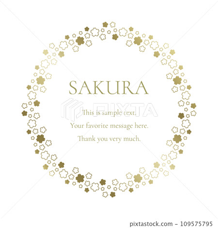 Material_Frame_帶有櫻花圖案的春季裝飾框架。奢華的金色環繞設計 109575795