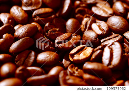 Close up macro of coffee roasted beans texture in brown color wallpaper. Close up macro of coffee roasted beans texture in brown color wallpaper. 109575962