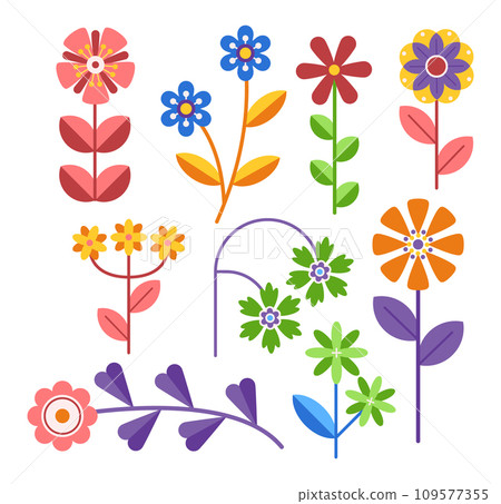 Geometric Flowers Vector Collection Features Intricately Designed Blooms With Sharp Angles And Vibrant Colors Geometric Flowers Vector Collection Features Intricately Designed Blooms With Sharp Angles And Vibrant Colors 109577355