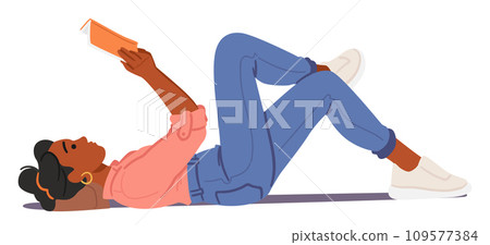 Optimal Reading Posture, Female Character Lying On Back With A Supportive Pillow, Maintaining A Straight Spine 109577384