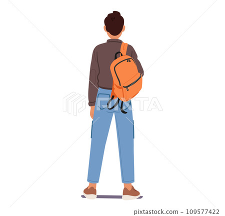 Man Wearing A Backpack On One Shoulder Stock Illustration 109577422 PIXTA