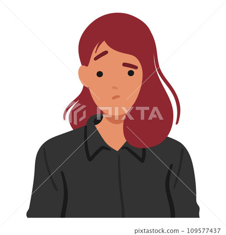 Woman Face Contorted In Bewilderment, Eyebrows Furrowed, And Lips Slightly Curved. Her Eyes Reflect Uncertainty Woman Face Contorted In Bewilderment, Eyebrows Furrowed, And Lips Slightly Curved. Her Eyes Reflect Uncertainty 109577437