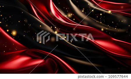 Sparkling glitter background on red and black fabric "AI generated image" 109577644