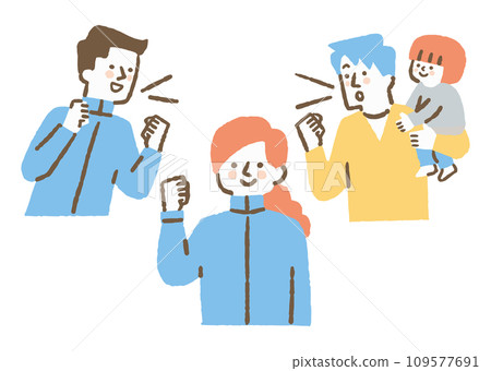 A woman wearing training wear cheered by those around her_color 109577691