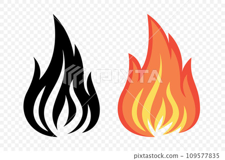 Flat Vector Fire Flame Icon Set. Campfire Shape Sign, Isolated. Bonfire Collection. Vector Illustration Flat Vector Fire Flame Icon Set. Campfire Shape Sign, Isolated. Bonfire Collection. Vector Illustration 109577835