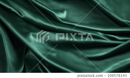 Green satin fabric drape AI image 109578143