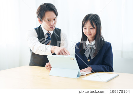 Studying tablet girl teacher 109578194