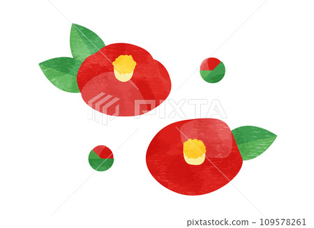 Red camellia flower Japanese style Red camellia flower Japanese style 109578261