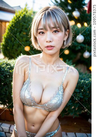 [AI image] Young bikini-wearing gravure and hot spring trip 109578375