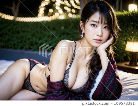 [AI image] Young bikini-wearing gravure and hot spring trip 109578381