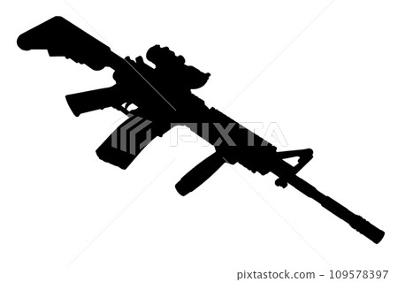M4 Carbine with optic sight black silhouette 109578397