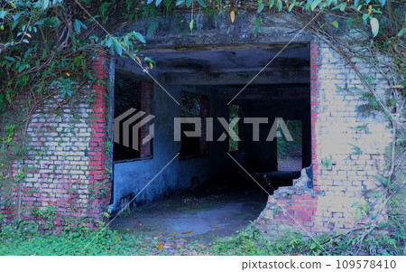 Coal mine ruins and stone-bottomed slope near Chingtong Station on the Pingxi Line in Taiwan 109578410