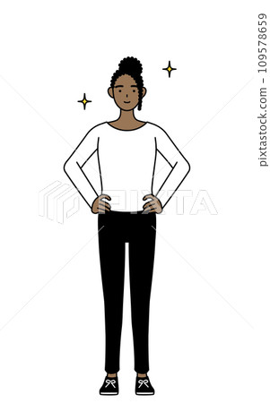 African woman with her hands on her hips African woman with her hands on her hips 109578659