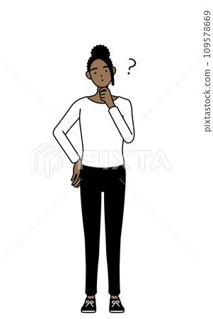 African woman tilting her head in doubt 109578669