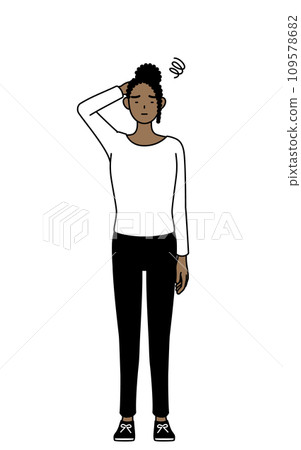 African woman scratching her head in trouble African woman scratching her head in trouble 109578682