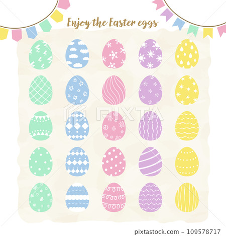 Set of colorful easter eggs in pastel colors 109578717