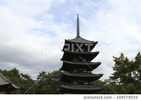 Late autumn scenery at Kofukuji Temple in Nara Late autumn scenery at Kofukuji Temple in Nara 109579039