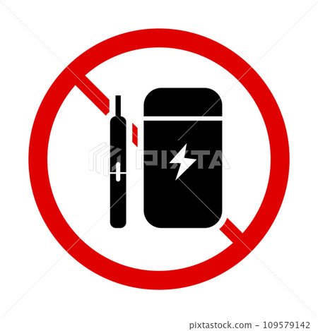 Electronic cigarette prohibited icon. Electronic cigarette no smoking icon. vector. 109579142