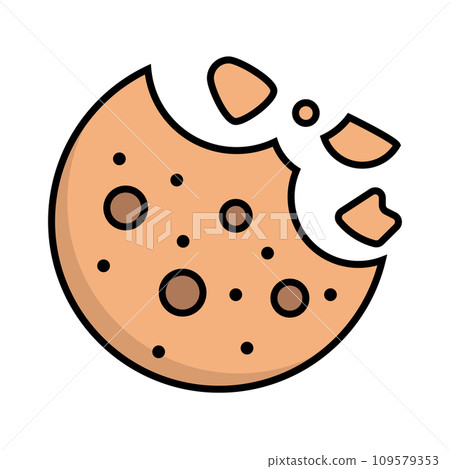 Crushed chocolate chip cookie icon. vector. Crushed chocolate chip cookie icon. vector. 109579353