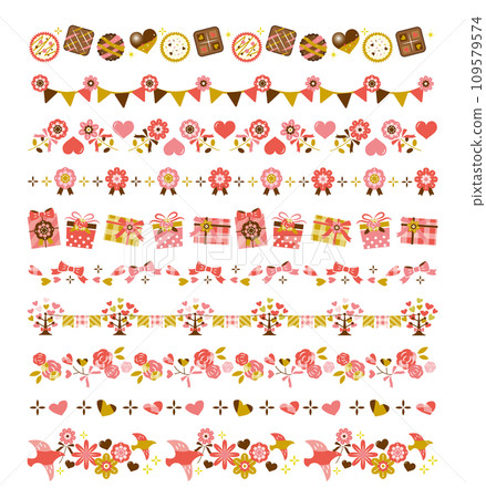 Valentine's Day Decorative Border Set Celebration Birthday Valentine's Day Decorative Border Set Celebration Birthday 109579574