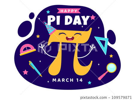 Happy Pi Day Vector Illustration on 14 March with Mathematical Constants, Greek Letters or Baked Sweet Pie in Holiday Flat Cartoon Background Happy Pi Day Vector Illustration on 14 March with Mathematical Constants, Greek Letters or Baked Sweet Pie in Holiday Flat Cartoon Background 109579871