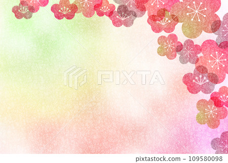 李子新年的卡片日本紙背景 109580098