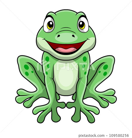 Cute frog cartoon on white background Cute frog cartoon on white background 109580256