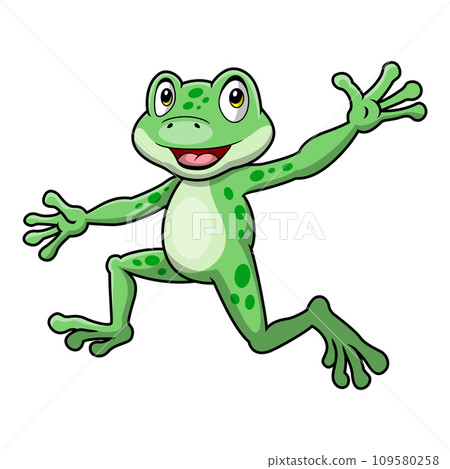 Cute frog cartoon on white background Cute frog cartoon on white background 109580258