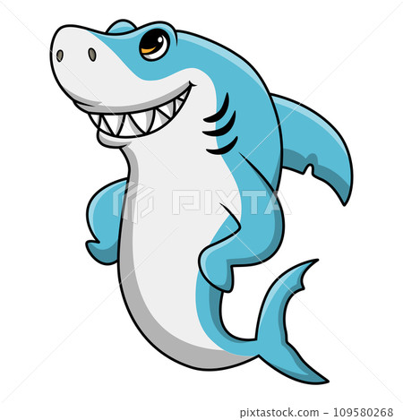 Cute shark cartoon on white background Cute shark cartoon on white background 109580268