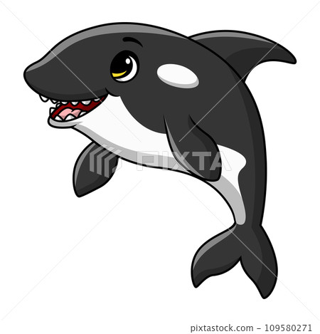 Cute killer whale cartoon on white background 109580271